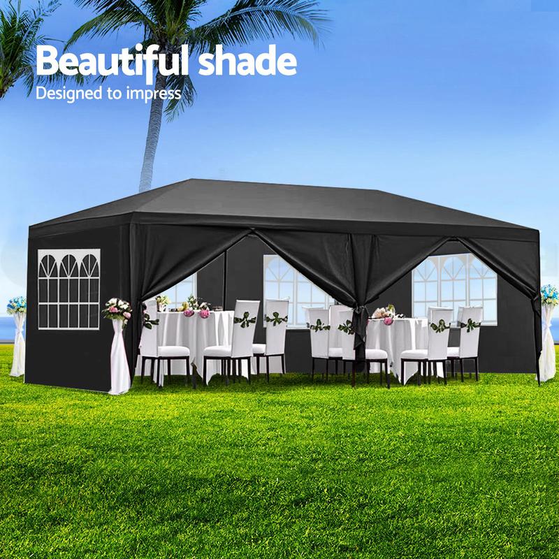 10x20 FT Wedding Party Tent with 6 Removable Sidewalls, Full Enclosure Outdoor Canopy Gazebo for Ceremony, Reception & Large Events