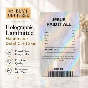 Christian Card Skin Holographic | Jesus Paid It All | Faith Debit Card Skin
