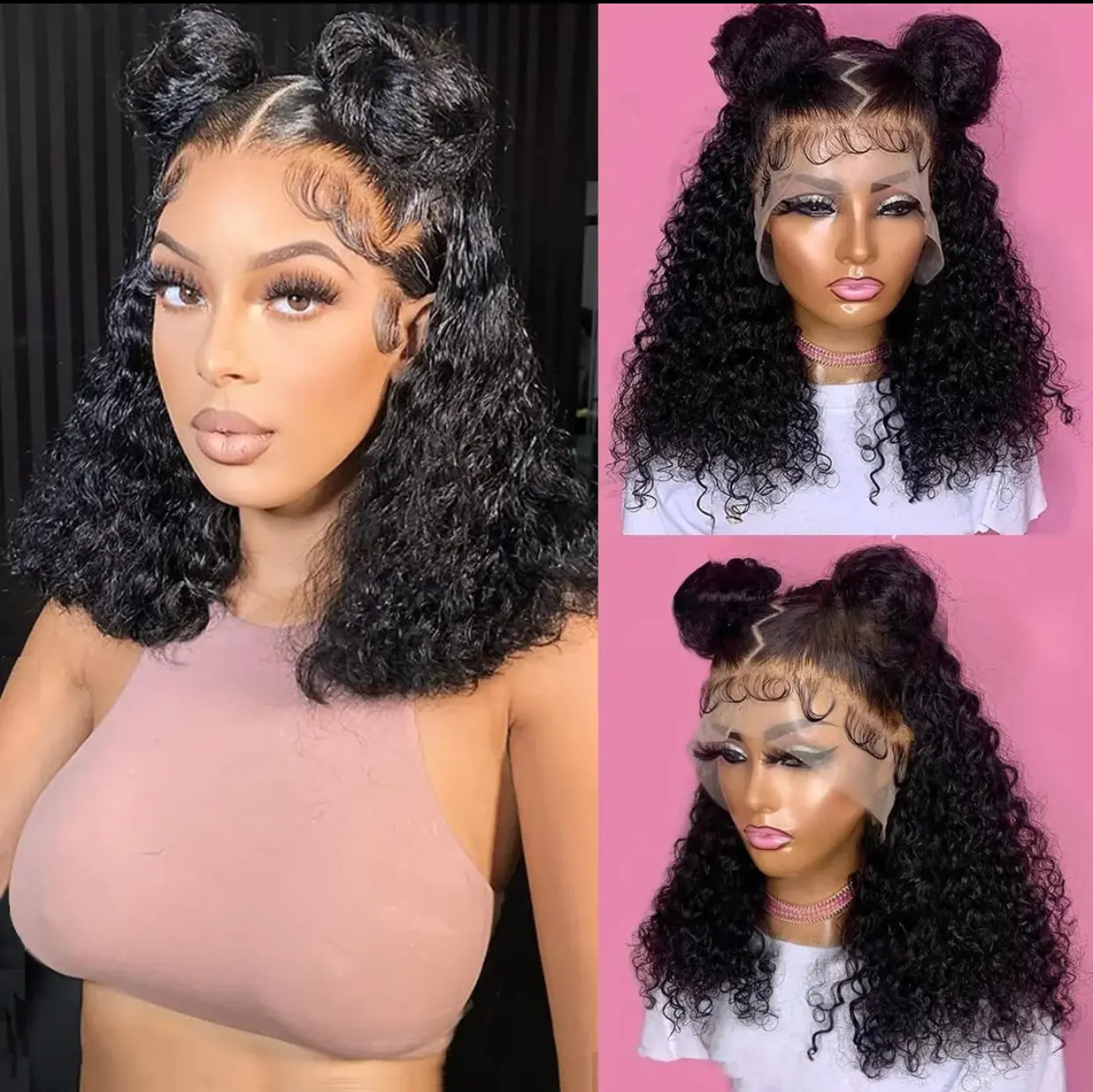 Water Wave 4x4 Lace Front Wigs Human Hair Pre Plucked 180 Density Curly HD Transparent Lace Frontal Wigs Wet and Wavy Human Hair Wig for Women Lace Closure Wigs