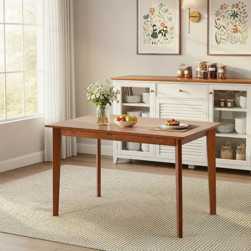 Premium Solid Pine Wood Dining Table, Modern Minimalist Table for Kitchen, Cafe & Office, Knot-Free Surface, Easy Assembly