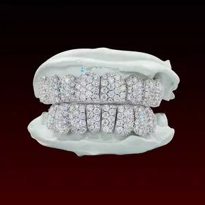 GBT Jumbo Set Round Cut Moissanite Diamond Grillz - Luxurious and Eye-Catching Design
