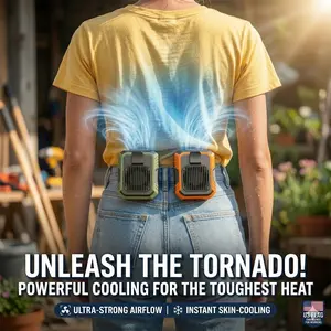 [Summervibes] Tukio 2026 Upgraded Personal Waist Portable Fan USB Rechargeable with Clip & Power Bank 3 Speeds Airflow LED Light Wearable Belt Fan for Outdoor Jobsite Farms Traveling Fishing