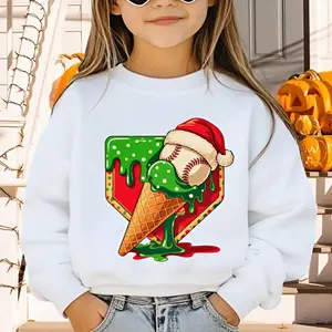 Christmas Baseball Ice Cream Drip Youth and Adult Sweatshirt or T-Shirt, Baseball Lover Tee, Baseball Youth T-Shirt, Xmas Baseball Shirt, Baseball Shirts, Trending tee, youth clothing, gift for son and daughter, Family shirt, holiday outfit