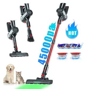 Cordless Vacuum Cleaner for Home, 6-in-1 Lightweight 45KPa Powerful Suction of 45-Min Runtime, Upgrated Green Light Dust Detection for Hard Floors/Carpets/Pet Hair