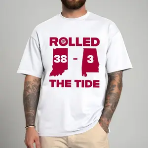 ROLLED 38–3 THE TIDE, Alabama vs Indiana 38-3 Score Shirt College Football Fan Tee Unisex Gift Game Day Streetwear