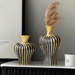 ceramic vase, 1 box irregular striped design vase, modern desktop decoration, office desk flower arrangement, dried and fresh flowers, home decor accessory, ornaments
