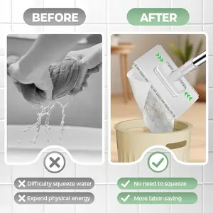 Automatic Mop System Set, Flat Mop System, Includes 3 Cleaning Cloths, One-Click Cloth Replacement, Heavy-Duty Abs Structure, Space-Saving Design