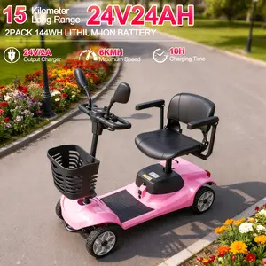 4-Wheel Mobility Scooter for Adults Seniors, 330 lbs Heavy Duty Foldable Electric Wheelchair, Long Range Motorized Travel Scooter with Swivel Seat and Basket