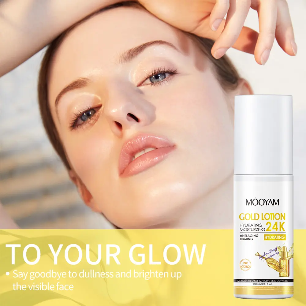 【MOOYAM】【FDA】24K Gold Foil Hydrating Lotion, Daily Moisturizer for Radiant Complexion, Skin Firming & Lifting with Hyaluronic Acid, Deeply Nourishes for Smooth, Glowing Skin – 100ml