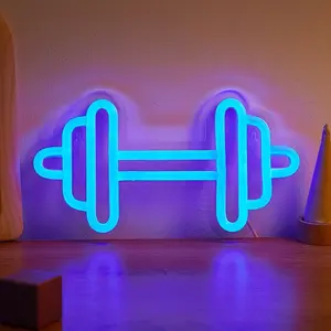 Neon Dumbbell Weightlifting Sign, 5V USB Powered, Plastic, Switch Control, Multi-Purpose, for Gym, Man Cave, Bar Decor, No Battery, Wireless
