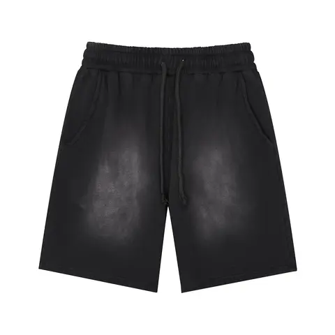 Inflation Men's Casual Sports Shorts - 360g Heavyweight Washed Fabric, Fashion Streetwear, Aesthetic Retro Baggy Fit, Mid Waist, Ombre Wash, Breathable Cotton Oversize Bottoms