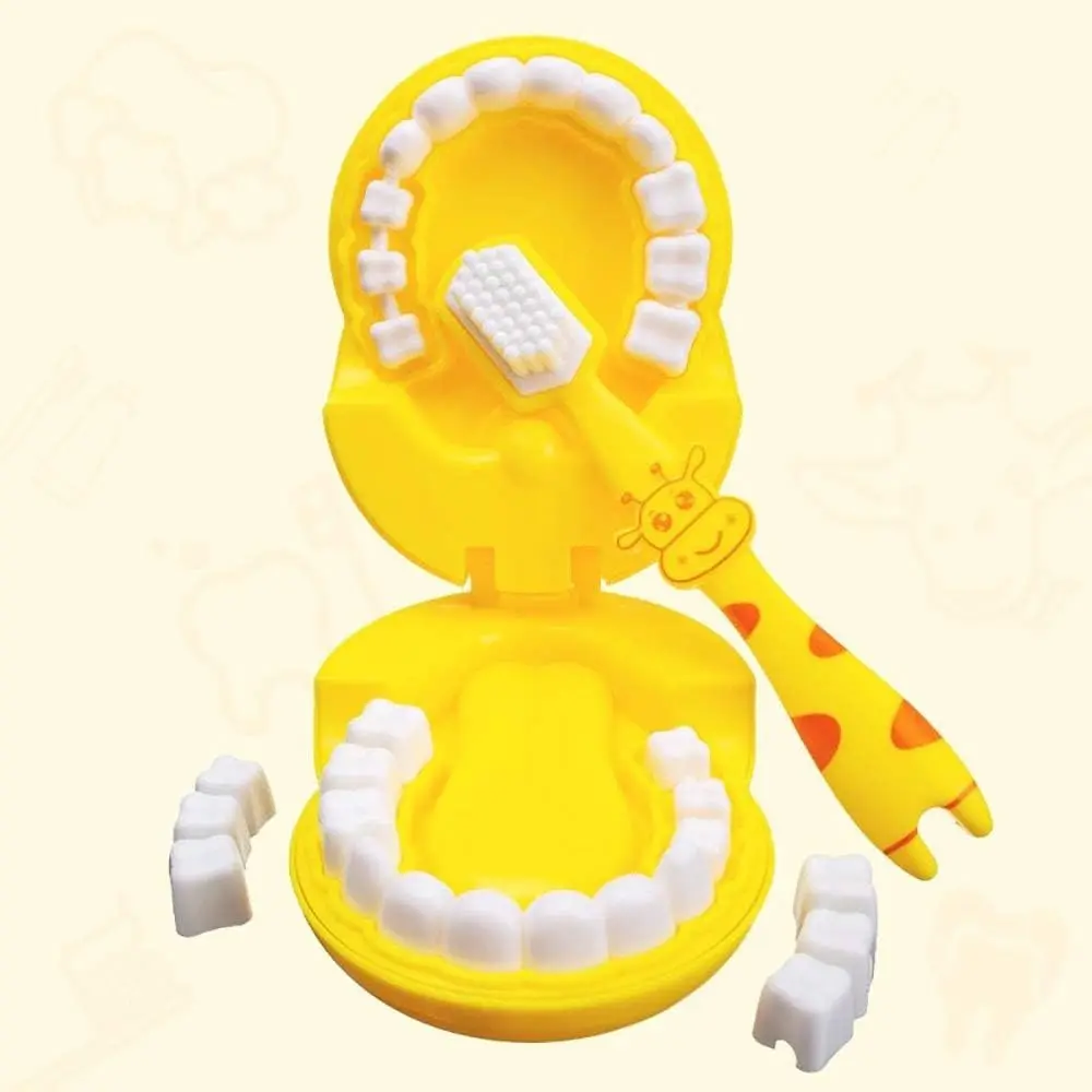 1set Children's Dentist Role-Playing Toy Set - Giraffe Tooth Model with Simulated Toothbrush & Removable Teeth, Oral Hygiene Early Education Toy for Brushing Habit Learning, Birthday Gift for Kids