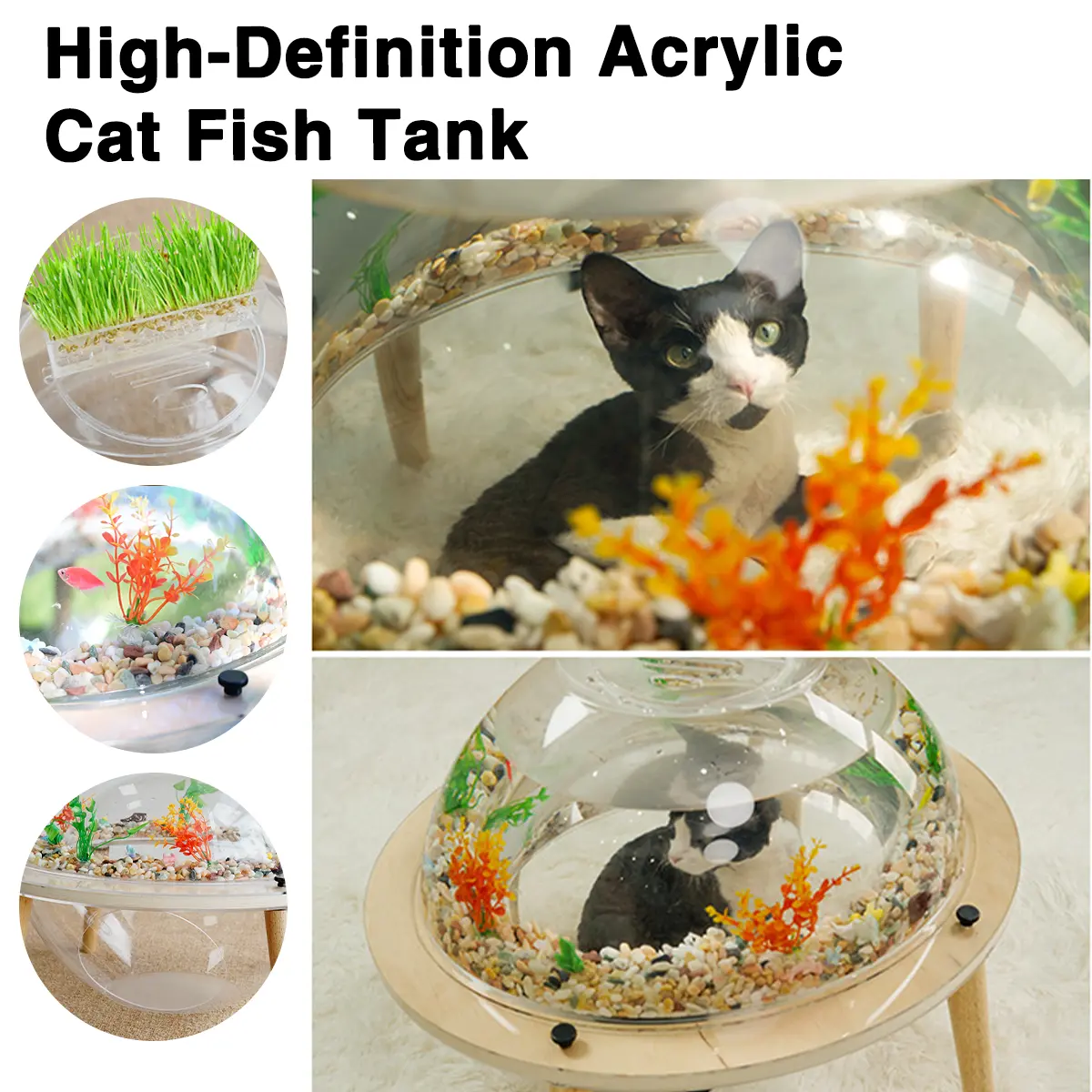 Cat Fish Tank , Cat House Cat Cave Wooden Acrylic Aquarium | Cat Bed ...