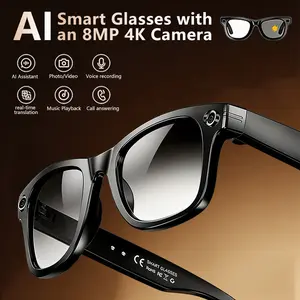 Multifunctional Smart AI Camera Glasses with 8MP Camera, Built-in Smart Voice Assistant, 160+ Languages Real-Time Translation, Photochromic Lenses, Bluetooth, Video Recording, Touch Adjustment, Hands-Free Photo &  Recording for Travel, Conferences.