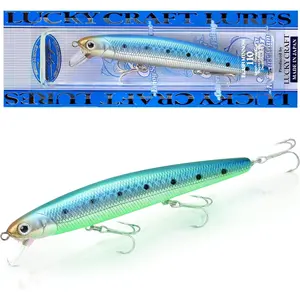FlashMinnow 110 Super Glow Series Saltwater Fishing Lures, Jerkbait Surf Fishing Accessories Gear, 1-2 ft Slow Suspending Topwater Lure for Halibut and Bass Fishing