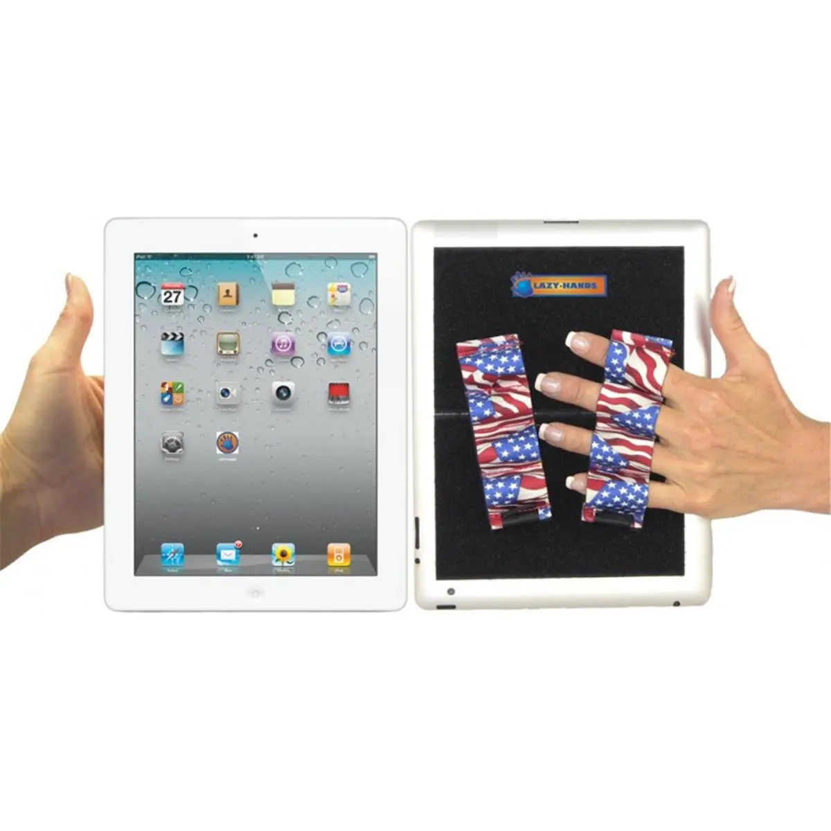 LAZY-HANDS 201307 Heavy-Duty 2 4-Loop Thumbs-Free Grips for Tablets, Ergonomic Secure Hold, 2 Adhesive-Backed Loop Sheets, Fits Most Tablets & Flags