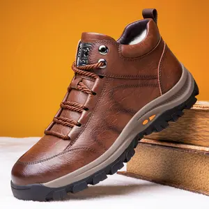 Men's Winter Fleece-Lined High-Top Cotton Shoes New Warm Non-Slip Men's Casual Daily Sneakers