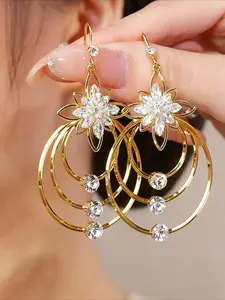 Elegant Ring Earrings with Cubic Zirconia, Fashion Jewelry for Women, Bold and Stylish Ear Accessories, Statement Earrings