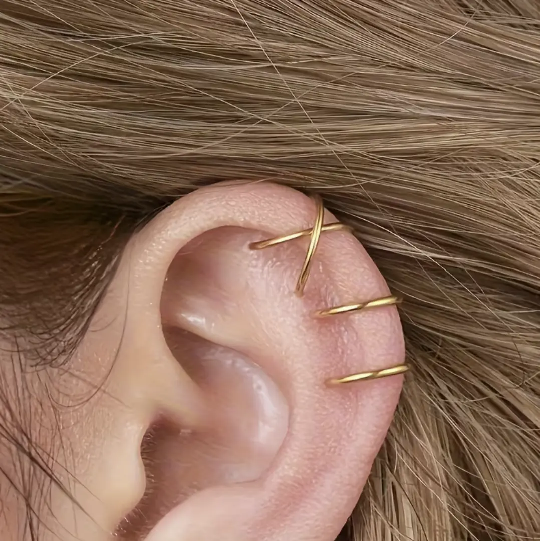 Women's 2-Pcs Clip-Ears - Couple Matching Dual-Layer Clip-On Cuff Earrings, No-Pierce Design, Hypoallergenic Durable Jewelry, August Birthstone-Compatible, Ideal for Daily & Special Occasions