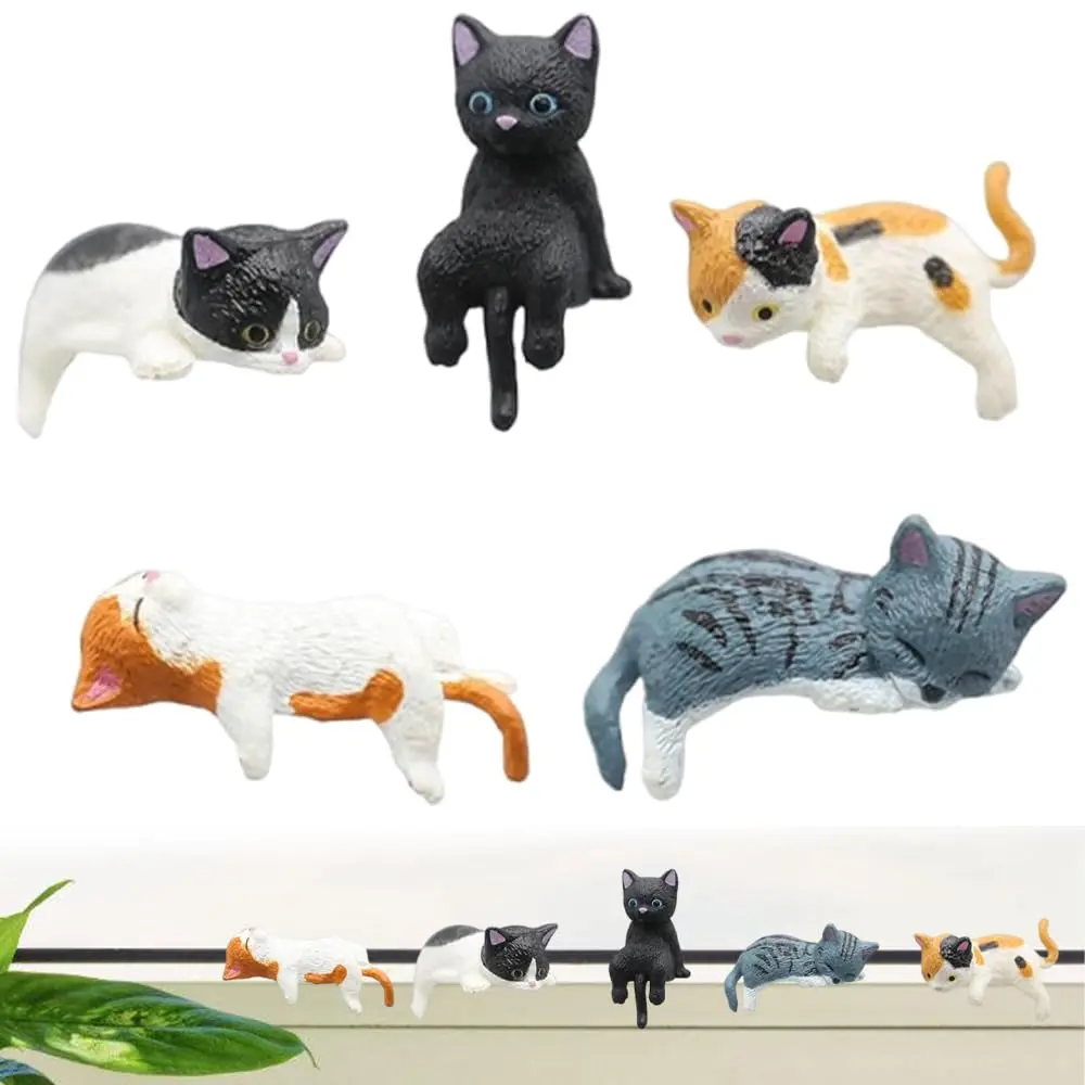 5 Adorable Collectible Animal Decorative Figurines - Artificial Resin Decorative Ornament Figurines with Pet Fairy Garden Plants, Landscape Decor for Outdoor Gardens, Office Desks