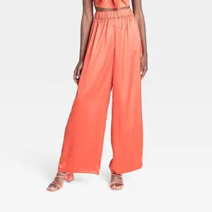 Black History Month Sammy B Women's Mid-Rise Satin Pull-On Pants - Orange XL