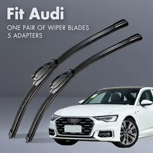 Fit Audi,Universal All-Season Windshield Wipers Ultra Quiet Frameless Blades, OEM Quality,Streak-Free 5 Adapters,  Easy Install Car Parts