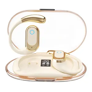 F208 Ear Clip Wireless Earphones with Real Time Display Bluetooth Earphones Built in Voice Microphone Suitable for Sports, Gaming, and Computers Wireless Earphones Halloween and Christmas Common Gifts