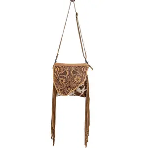 Cowhide fringe purse