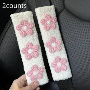 Car Seat Belt Shoulder Protector, Cute Flower Design Car Seat Belt Cover, Soft & Comfortable Car Interior Decoration Accessories, Car Interior Accessory for Women & Girls