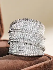 1 Pc Pretty Cubic Zirconia Ring For Women For Wedding Engagement Anniversary Party Jewelry Valentine's Day Gift Stackable Rings