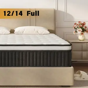 【Full size】12/14 Inch Full, Queen Mattress Memory Foam And Spring, Hybrid MattressMedium Firmness, Lumbar Support, For Home Rooms Hotels, Boxed Halloween ChristmasGift Furniture Ergonomic queen size mattress Interior Modern