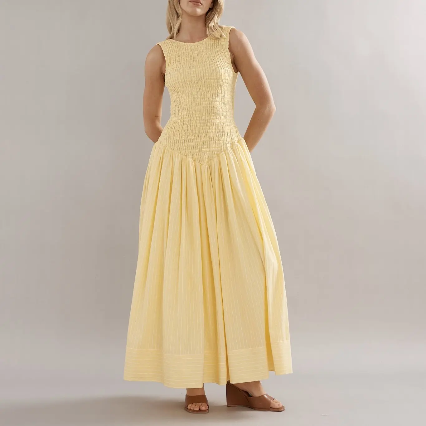 Light Yellow Maxi Dress - Sleeveless, Crew Neck, Plain Design, Casual Style, Summer Wear - TikTok Shop Light Yellow Maxi Dress - Sleeveless, Crew Neck, Plain Design, Casual Style, Summer Wear - TikTok Shop