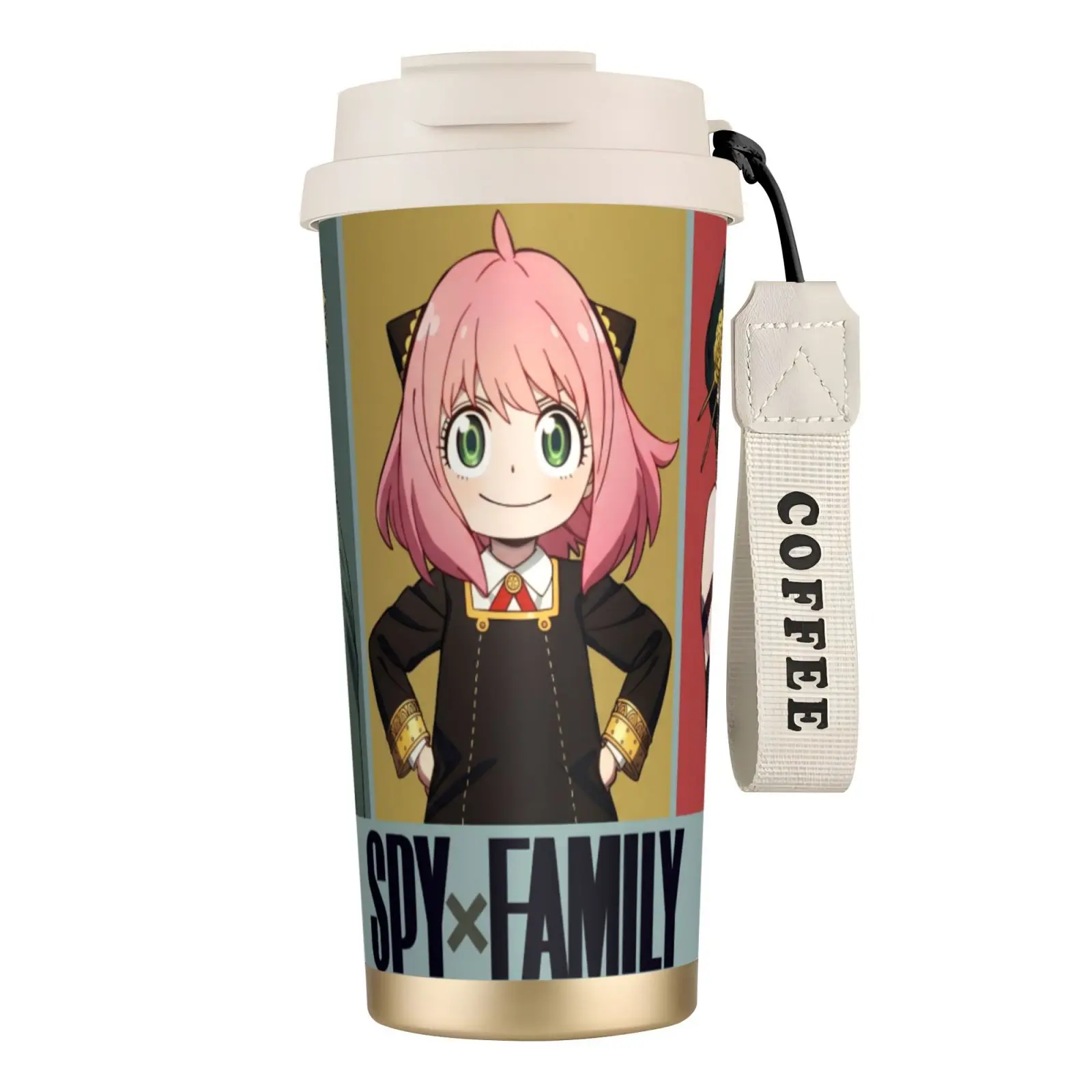 Spy x Family Yor Forger Assassin Theme Stainless Steel Insulated Thermal Tumbler - Insulation Flask with Lid, Portable Strap, Stylish Coffee & Water Bottle, Ideal Gift for Otaku