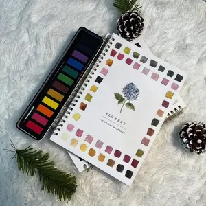 Watercolor Paint Set - 12 Vibrant Colors, 9 Flower Patterns, Includes Brush, Art Crafts Supplies for DIY Home Decor, Anxiety Relief, Ideal for Adults & Teens, User-Friendly Design, Lightweight & Compact