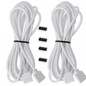 2Counts/Set 4-Pin RGB LED Strip Light Connector Extension Cable, Compatible with 5050 and 3528 LED Chips, Wiring Extension Kit for Home and DIY Lighting Projects