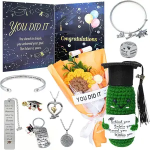 Graduation Gift for Her 2026(Contains 10 Unique Gifts) High School,College and Master’s Graduation Gift Baskets,Includes Hand-Woven Cucumbers,Bouquets,Bracelets,Necklaces,Brooches,Etc.