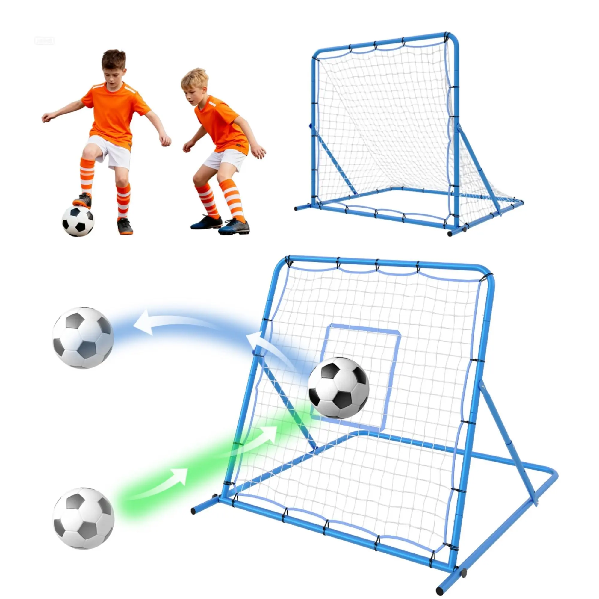 4x7.5 FT Multi-Functional Soccer Rebounder with Goal Mode, Adjustable Angle Training Net for Shooting & Passing, Heavy-Duty Football Equipment Soccer Gear for All Ages, Footballequipment
