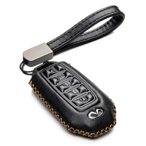Vitodeco Leather Smart Key Fob Case Cover Protector Compatible for Infiniti QX50, QX55, QX60, Q50 (2018 -2026 Models) - 5-Button