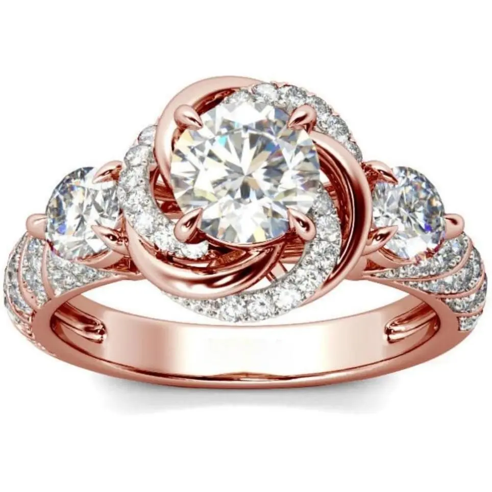Jeulia Moissanite Engagement Ring for Women | Classic Solitaire Halo Rose Gold Flower Promise Ring | Round Cut Cubic Zirconia Eternity Wedding Band | 925 Sterling Silver Jewelry with Gift Box Elegant Everyday Ring Statement Rings