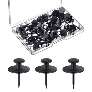 Hotop Push Pins Picture Hangers Double Headed Thumb Tacks Wall Hooks for Wall Hangings Picture Hangers Nails Small Photo Hanging Hook Pins for Home Office Photo Decor(Black,50 Pieces) Hotop