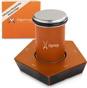 EdgeForge Rolling Knife Sharpener Kit - Dual-Grit Diamond & Ceramic Wheels - 5-Angle Magnetic Guide from 12-22 Degrees - Premium Beech Wood - Knife Sharpening Kit for Kitchen, Chef & Pocket Knives Blade