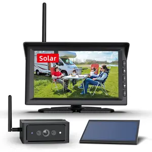Auto-Vox Solar Wireless Backup Camera for Trucks, Reverse Trailer Camera Systems with 2 Cameras, 7" Rear View Monitor for RV
