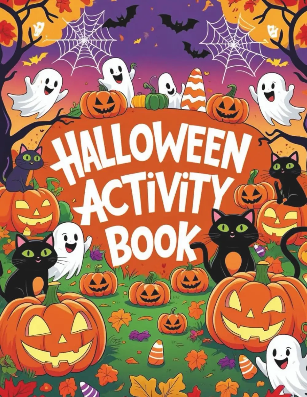 Halloween Activity Book for Kids: Fun Halloween Mazes, Coloring Pages, Drawing Tutorials & Puzzles for Kids Ages 4–10