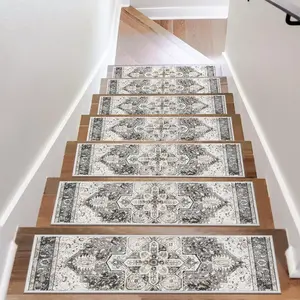 Stair Treads Non Slip for Wooden Steps Indoor 15 count Carpet Stair Treads, Rubber Backing Stair Carpet Treads,  Free 8"x30" Staircase Step Treads Edging Stair Rugs for  & Pets, Gray