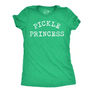 Womens Funny T Shirts Pickle Princess Sarcastic Food Graphic Novelty Tee For Ladies Funny Womens T Shirts Cute Vintage Fashion Casual Ladies T-Shirt Gift Funny Food Top Women's Novelty Tees Green -