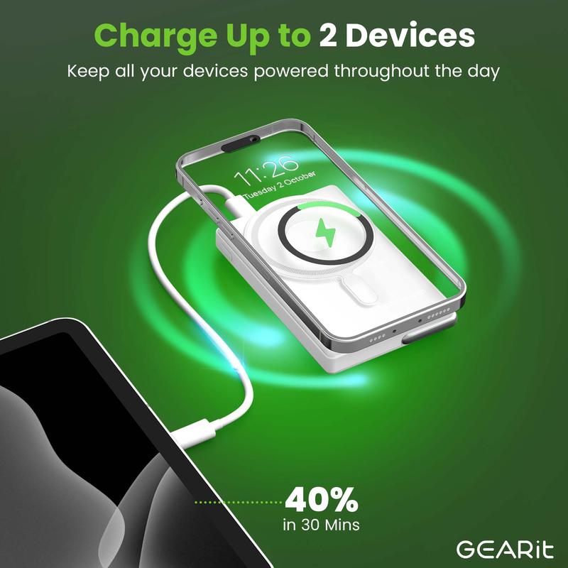 GearIt 2-in-1 MagSafe Wireless 10000mAh Power Bank Portable Charger with Kickstand for iPhone & Apple Watch