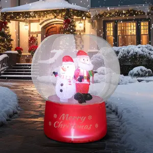 4 FT Christmas Inflatables Decoration with Bright LED Lights and Power Adaptor,Snow Globe with Santa and Snowman Giving Gifts,Weather-Resistant,Yard Decoration for Lawn,Garden,Patio,Holiday and Home, Pvc