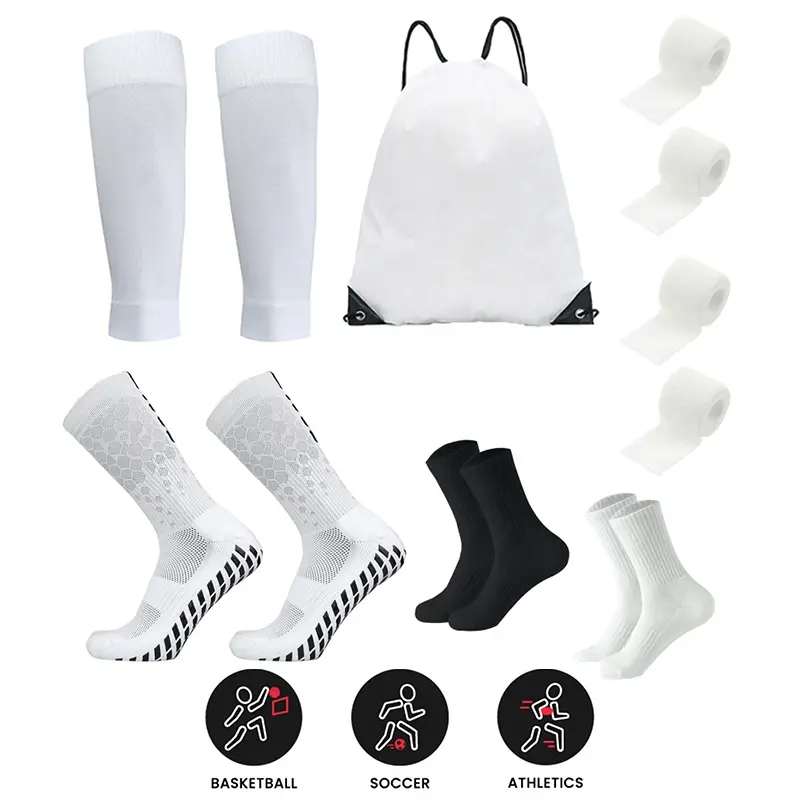 7-piece honeycomb football socks with black and white long men's socks for running fitness sports football training set Football Accessories Soccer Grip Socks Polyester Athletic Socks All Season Socks