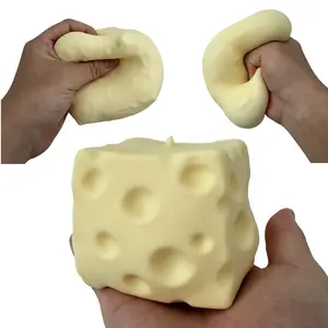 Giant Yellow Moldable Cheese Block Coaster - Slow-Rebound & Non-Rebound Stress Relief Item for Play & Relaxation (Party Gift for Home Supplies)