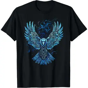 Casual Cotton shortsleeve tees  Odins Raven Viking Valhalla Norse Mythology T-Shirt